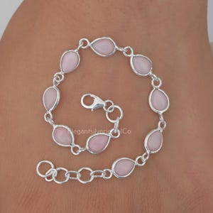 Bracelet en opale rose / Bracelet en argent sterling 925 / Bracelet en pierres précieuses poires / Bijoux en argent opale / Cadeau de mariage pour elle