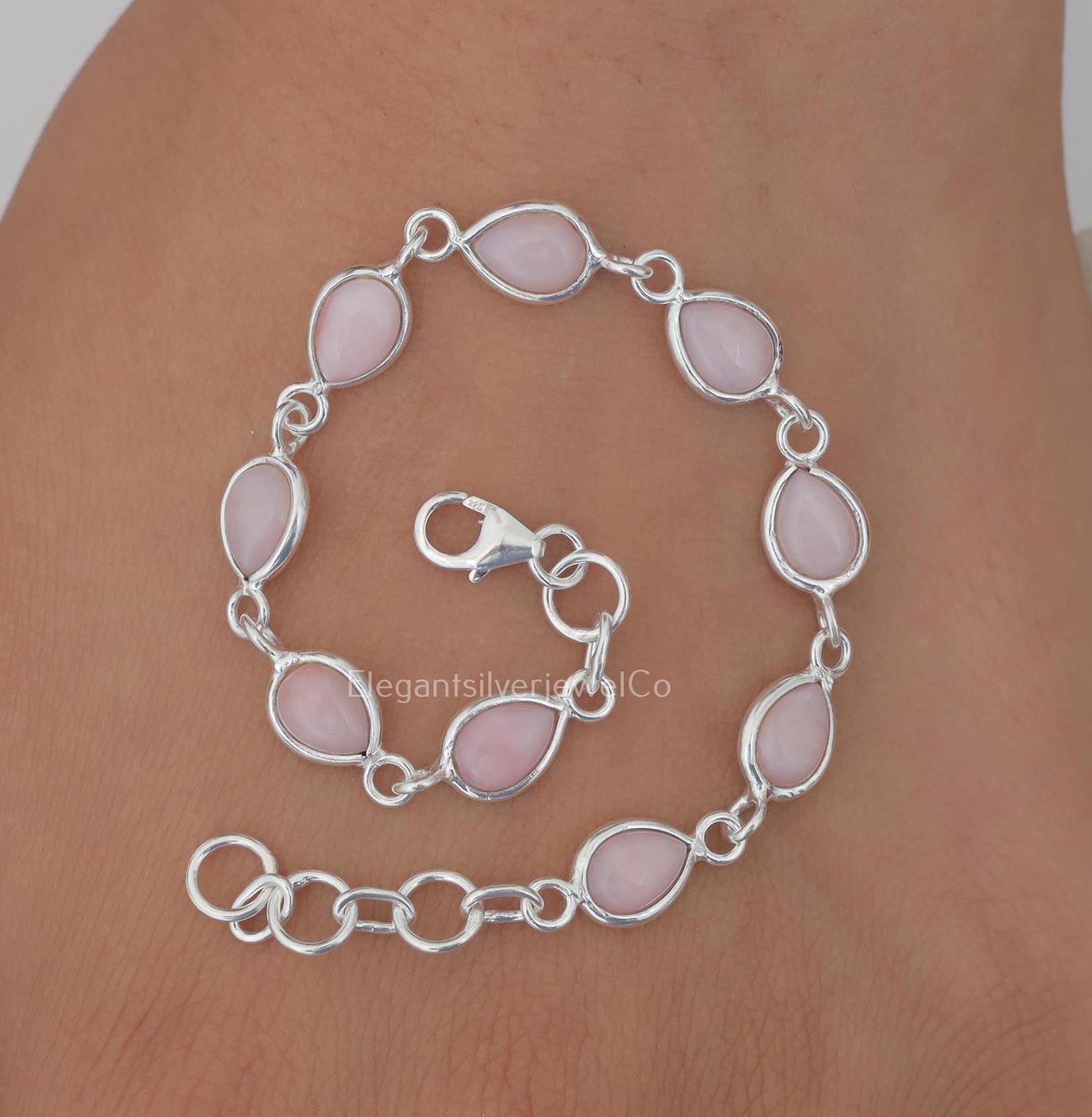 Elegant Silver and Pink B&W Bracelet Suzy Levian Sterling Silver Pink Sapphire and Diamond Accent  main image 2