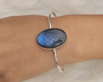 Labradorite Cuff  / 925 Sterling Silver Cuff / Handmade Cuff Bracelet / Women Silver Jewelry / Crystal Cuff / Anniversary Gift