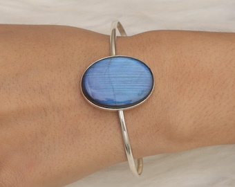 Natural Labradorite Cuff  / 925 Sterling Silver Cuff / Oval Gemstone  Bracelet / Cabochon Jewelry / Handmade Cuff / Engagement Gift
