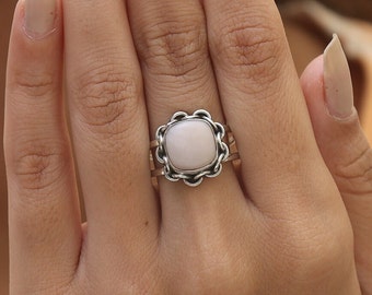 Pink Opal Ring / 925 Sterling Silver Ring / Hippie Ring / Women Ring / October Birthstone Jewelry / Elegant Ring / Personalized Gift