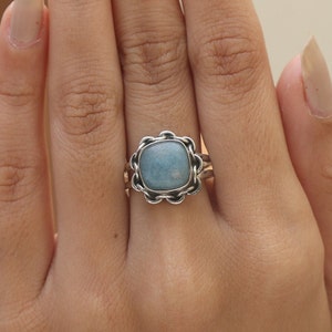 Troilite Quartz Ring / 925 Sterling Silver Ring / Cushion Shaped Ring / Cabochon Gemstone Jewelry/ Boho Ring / Gift For Loved One