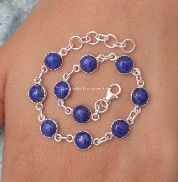 Bracciale in zaffiro naturale, argento sterling 925