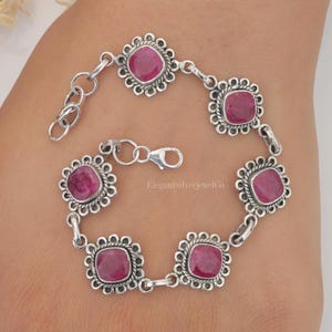 Ruby Bracelet / 925 Sterling Silver Bracelet / July Birthstone / Natural Gemstone Jewelry / Wedding Gift For Her