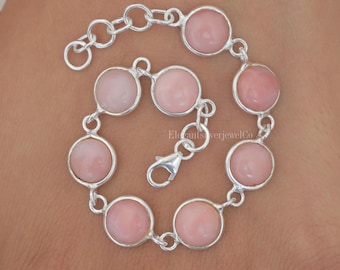 Pink Opal Bracelet / 925 Sterling Silver Bracelet / Gemstone Bracelet / Handmade Bracelet / Bohemian Silver Jewellery / Gift For Her