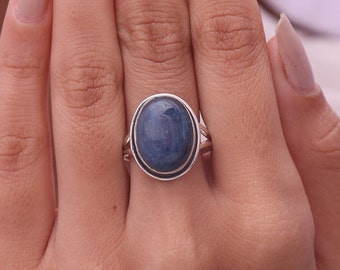 Kyanite Ring / 925 Sterling Silver Ring / Blue Gemstone Ring / Halloween Jewelry / Handmade Ring / Personalized Gift