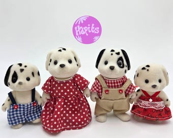 Sylvanian Families Vintage Kennelworth Dalmatian Family with open hands Calico Critters