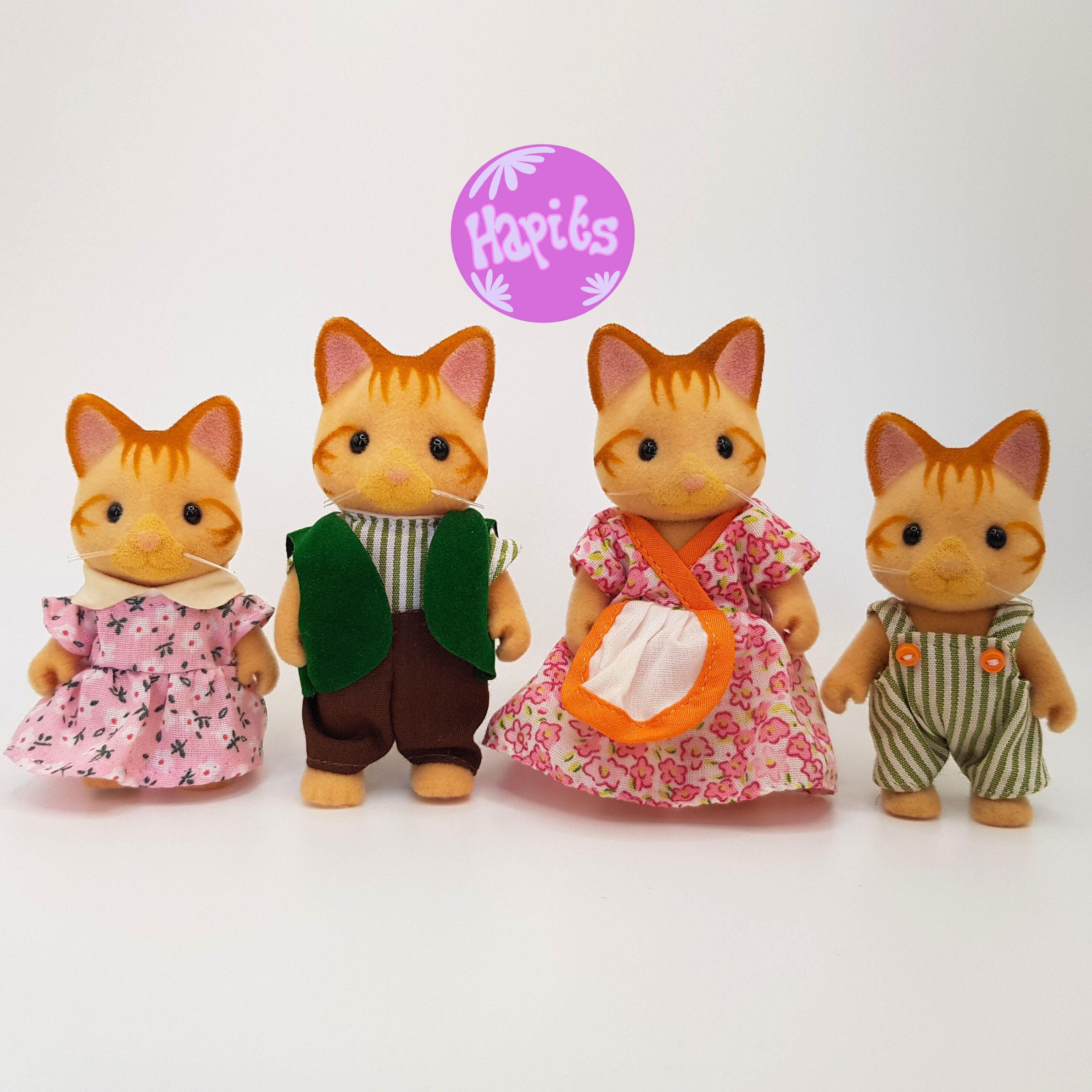 Sylvanian Families Beaman Ginger Cat Family Complete With Stickers