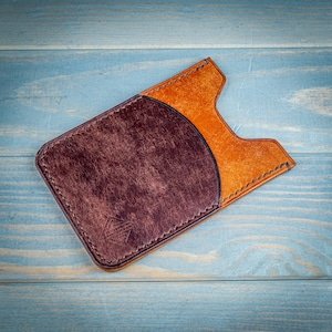 Tarjetero de piel italiano hecho a mano / Billetera vertical fina n.° 1 Runda / Billetera minimalista de piel / Regalo perfecto para él y para ella