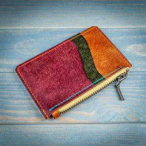 Cartera de piel italiana hecha a mano con cremallera / Funda fina con cremallera n.º 1 Lukko / Cartera minimalista de piel / Regalo perfecto para hombres y mujeres