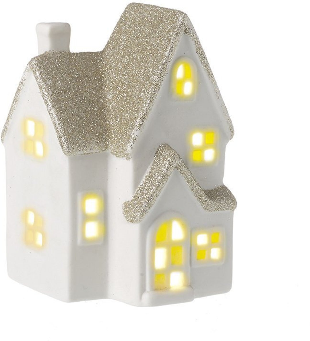 White LED House With Gold Roof White House With Gold Glitter Etsy