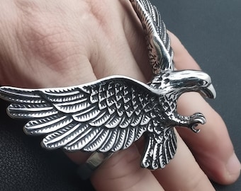 3D Super Fly Hawk Eagle Ring: Double Finger,Skyhawk Sculpture Biker Band, Feather Falcon