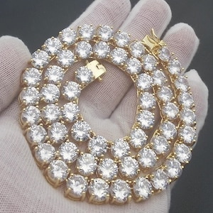 8 mm Okrągła Diamentowa Bransoletka Tenisowa Kołnierz/14K Złoto/Wykończenie z Białego Złota/Męski Damski Bling Gemstone Fantazyjny Luksusowy Naszyjnik Choker/Pudełko Prezentowe
