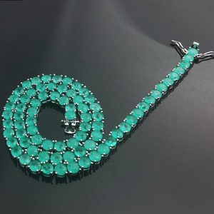 5 mm ラボ グロウン ダイヤモンド ブリンブリン テニス チョーカー/18K ホワイト ゴールド/ブルー サファイア/グリーン エメラルド カラー/ブライダル ギフト/メンズ レディース アイス ステートメント ネックレス