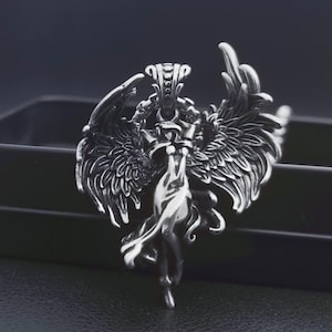 Pingente de anjo escuro gravado/asas de demônios espírito maligno pena anjo/acabamento em ouro 18k/colar de deusa gótica estética masculina e feminina/proteção