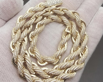 Bling Twist Rope Choker/Bracelet: 14K White Gold/Gold Finish,Iced CZ Chain,Customizable
