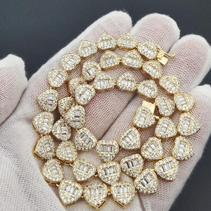 8 mm Serce Diament Cięty Tenisowy Łańcuch Kołnierz/14K Złoto/Białe Złoto Wykończenie Bransoletka Naszyjnik/Męski Damski Iced Bling Kamień Szlachetny CZ Biżuteria/Pudełko Prezentowe