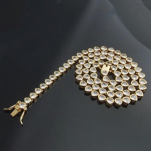 4 mm Gemstones Choker/Heart Tennis Coller Naszyjnik Bransoletka/14K Złoto/Białe Złoto Wykończenie/Męska Damska Riviera Glam Ślubna CZ Biżuteria/Pudełko Prezentowe