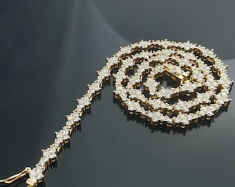 Bling CZ Tennis Necklace/Bracelet:Round Diamond Cut,4 Gemstones In 1,14K White Gold Finish,Mens Womens Dainty Chain Choker,Custom