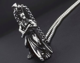 Pendentif Anubis 3D/Égypte Afterlife God Reaper/Collier de chien chacal debout/Protection/Amulette pour homme, Bijoux gothiques/Chaîne gratuite/Boîte cadeau