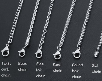 2/2.5/3/4mm,16"18” 20“22"24"26"28"30"32“,Stainless Steel Necklace,Keel Chain,Ball Chain,Rope Chain,Jewelry Making DIY Chain,Free Gift Box