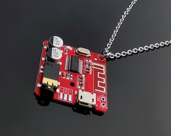 Black/Red/Blue Circuit Board Pendant Necklace/Cyberpunk Designer Accessories/Mens Womens Cute Cool Couple Y2K Jewelry/Free Chain/Gift Box