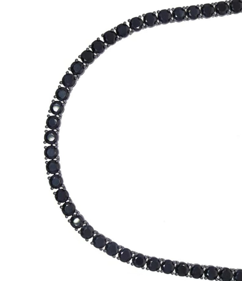 4mm Black Tennis Bracelet Necklace/round Diamond Cut Chain Choker/14k