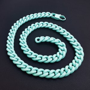 10 mm ネオン キューバ カーブ チェーン ネックレス/ブレスレット/316L ステンレススチール/メンズ レディース カラフル マカロン カップル サイバーパンク クール ジュエリー/無料ギフトボックス