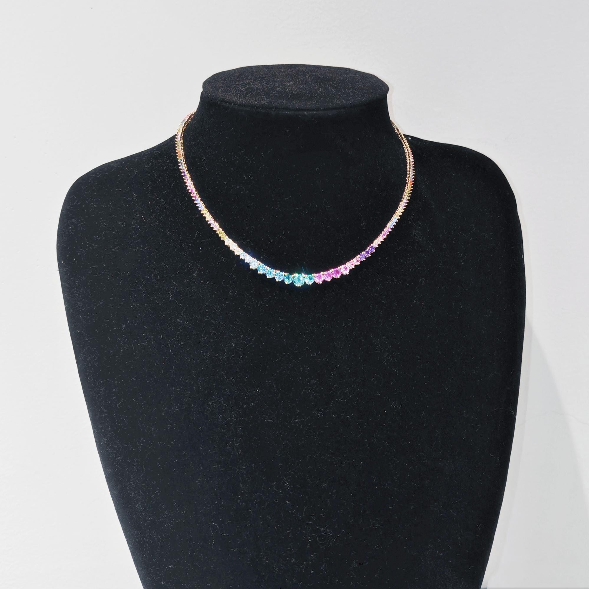 Collana Arcobaleno Rainbow In Argento Rosa E Zirconi Cuori Milano - Foto 10