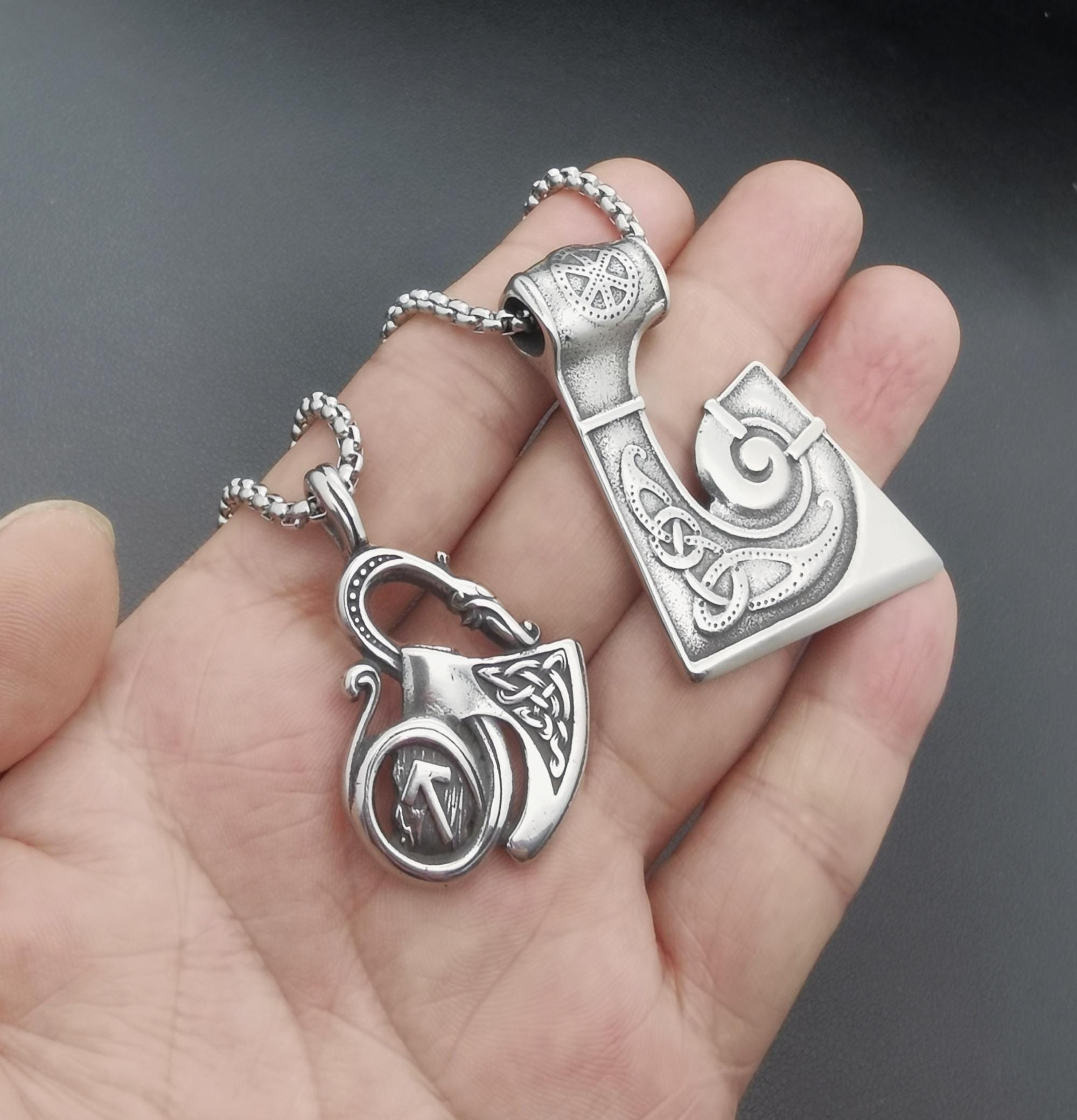 Bestyle Collana Vikinga Martello Di Thor Mjolnir - Acciaio Inox, Catena 55+5 Cm, Confezione Regalo - 2