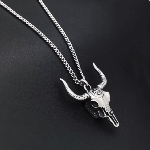 MECYLIFE Ciondolo Scheletro Gotico Testa Di Bue Testa Di - Foto 13