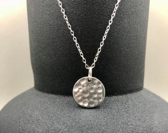 Silver Hammered Disc Pendant, Silver Pendant, Sterling Silver Necklace, Handmade Necklaces, Silver Necklace, Valentines Gift, Coin Pendant