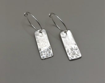 Silver Drop Earrings, Silver Jewellery, Handmade Silver Earrings, Silver Hoop Earrings, Recycled Silver, Unique Gift, Gift for Her, Keepsake