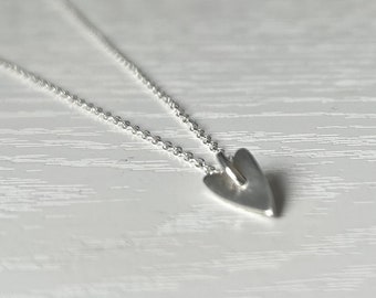Heart Necklace, Silver Necklace, Handmade Necklace, Silver Jewellery, Mothers Day Gift, Gift for Girlfriend, Bridesmaids Gift, Flower Girl