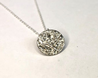 Silver Disc Pendant, Silver Coin Pendant, Sterling Silver Necklace, Handmade Necklaces, Gift For Her, Gift for Aunt, Mothers Day Gift