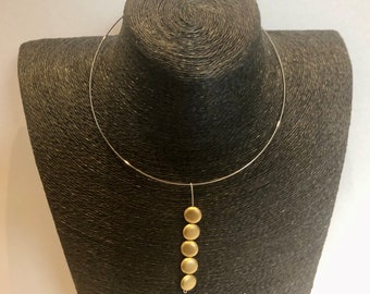 Choker Necklace, Silver Necklace, Gold Bead Necklace, Handcrafted Necklace, Silver Jewellery, Stainless Steel Necklace, Gift for Her, Unique