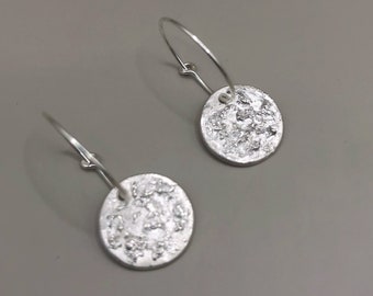 Silver Coin Earrings, Silver Jewellery, Handmade, Silver Hoop Earrings, Silver Earrings, Disc Earrings, Silver Hoops, Recycled Silver