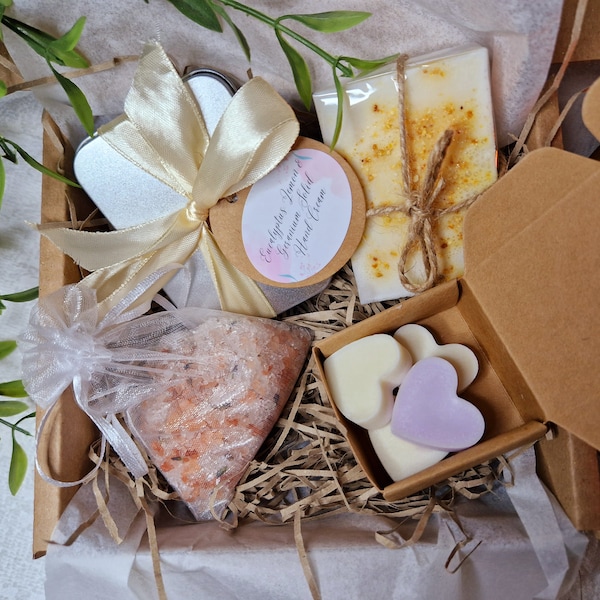 Relaxation Gift Set, Bath Gift Set, Handmade Soap Gift, Soy Wax Melts, Natural Hand Cream, Lavender Bath Salts, Birthday Gifts, Mothers Day