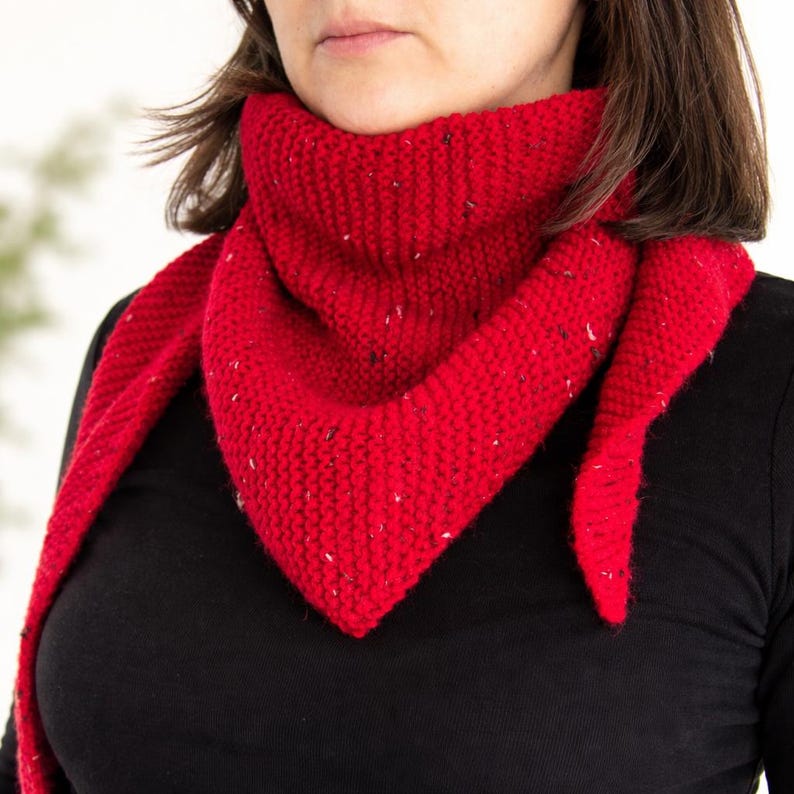 Easy Knit Shawl Pattern PDF, Beginner Knitting Pattern, Triangle Scarf ...