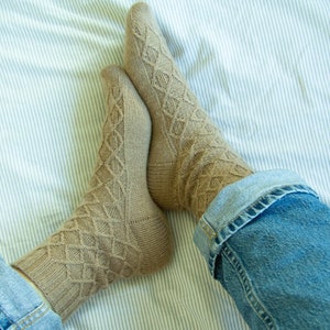 Socks Knitting Pattern - Cozy Cable Boot Sock PDF Digital Download - Handmade gift idea - Cuff down basic socks pattern