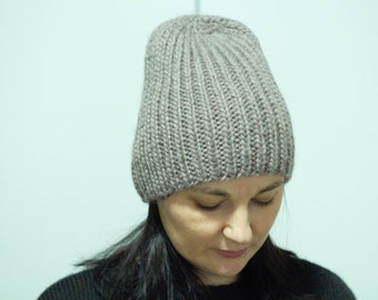 Knitting pattern | Knit hat pattern | Chunky ribbed hat knitting patter | Beanie for beginners