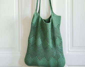 Patrón de bolso de mano a crochet en PDF / Patrón fácil de bolso de mercado de malla a crochet / Bolso ecológico reutilizable DIY / Ideal para principiantes