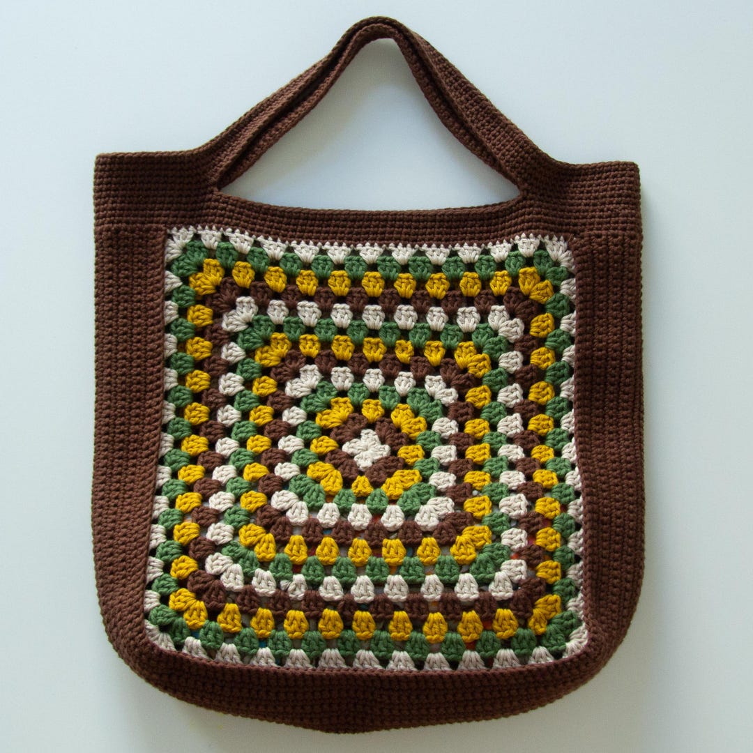 Crochet Bag Pattern | Granny Square Bag: Boho Tote Bag PDF Tutorial ...