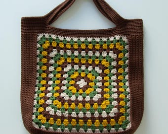 Patrón de crochet / Bolso de abuela cuadrado: Tutorial en PDF para bolso tote bohemio (descarga digital)