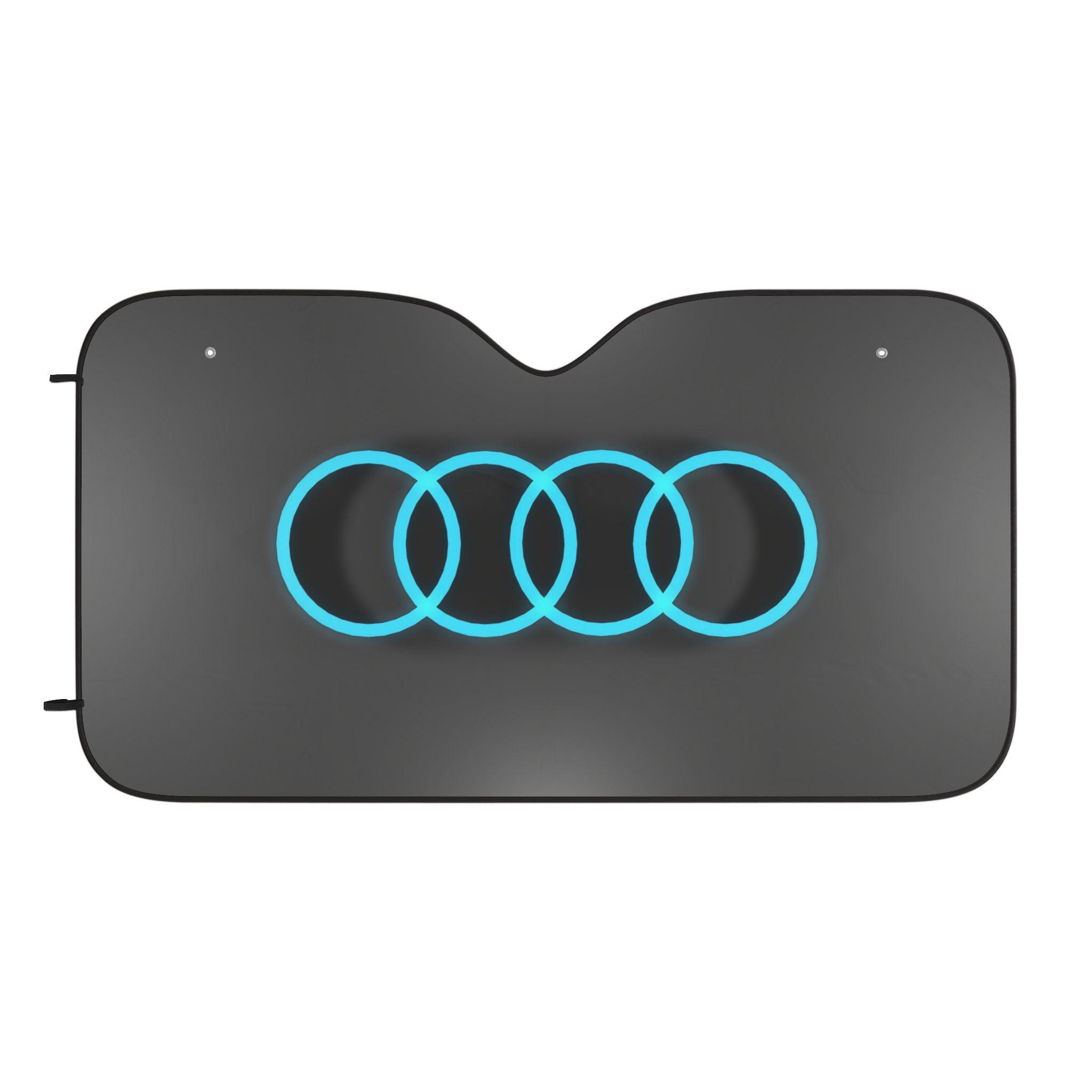 Car Sun Shade with Neon Blue AUDI emblem