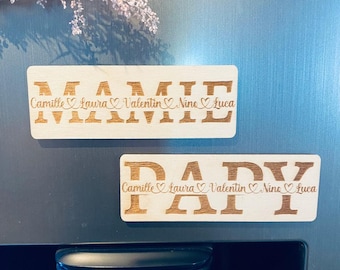 Personalized wooden magnet, an adorable gift for Grandma or Grandpa, with the grandchildren's first names