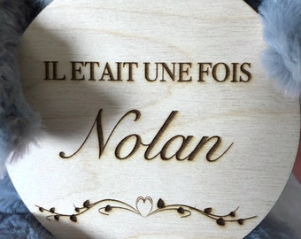 Houten kaart Er was eens, baby, gepersonaliseerd geboortecadeau