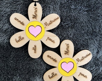 Engraved wooden magnet, engraved wooden decoration, end of school year gift, nanny gift