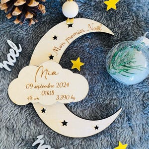 Meu primeiro Natal, decoração de árvore de Natal em madeira, decoração de Natal em madeira gravada, bugiganga de Natal personalizada