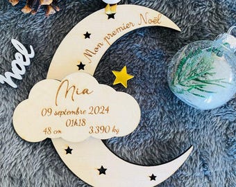 My First Christmas, Wooden Christmas Tree Decoration, Engraved Wooden Christmas Decoration, Personalized Christmas Ball